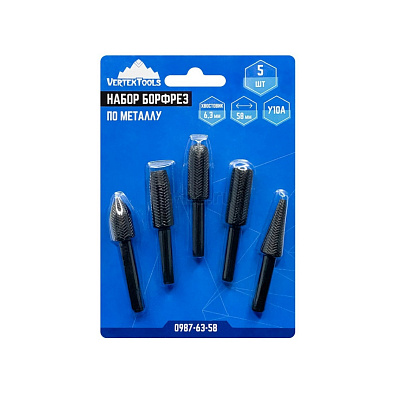 VERTEX набор борфрез по металлу 5шт хвостовик 6.3мм