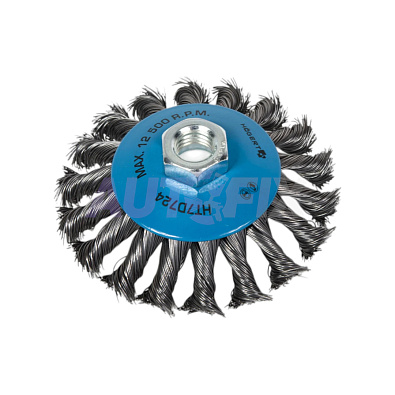 HOEGERT щетка дисковая с резьбой М14 жесткая крученая 100мм