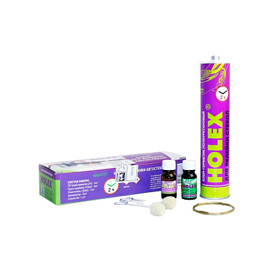 HOLEX набор для вклейки автостекол (черный праймер, 3 часовой клей)