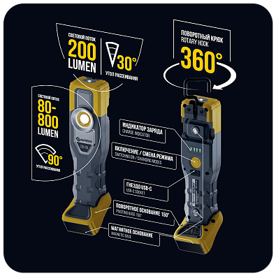 AUTECH профессиональный светодиодный аккум. фонарь Light Pro 800лм CRI>96