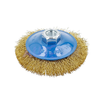 HOEGERT щетка дисковая с резьбой М14 латунная 100мм