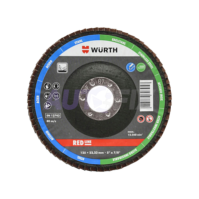 WURTH диск лепестковый торцевой Red Line 125мм Р080