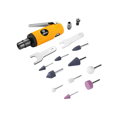 DEKO пневмошлифмашинка прямая DKPT02 набор, цанга 3мм, 6мм