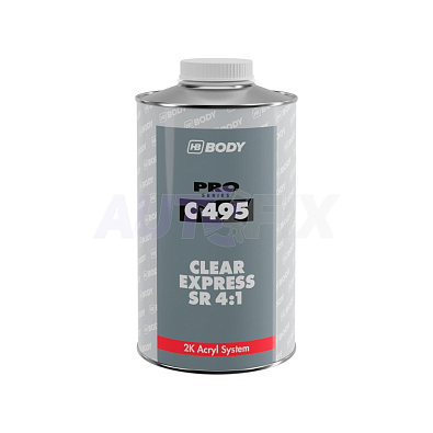 HB BODY лак прозрачный C495 Clear Express SR 4:1 с отвердителем 727 0.5+0.125л