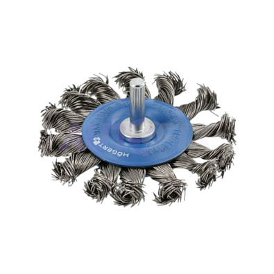 HOEGERT щетка дисковая со стержнем 6мм жесткая крученая 75мм