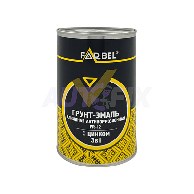 FARBEL грунт-эмаль алкидная 3 в 1 FR-12 с цинком черная 1.0кг